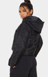 PLT BASIC HOODED CROPPED PUFFER - BLACK